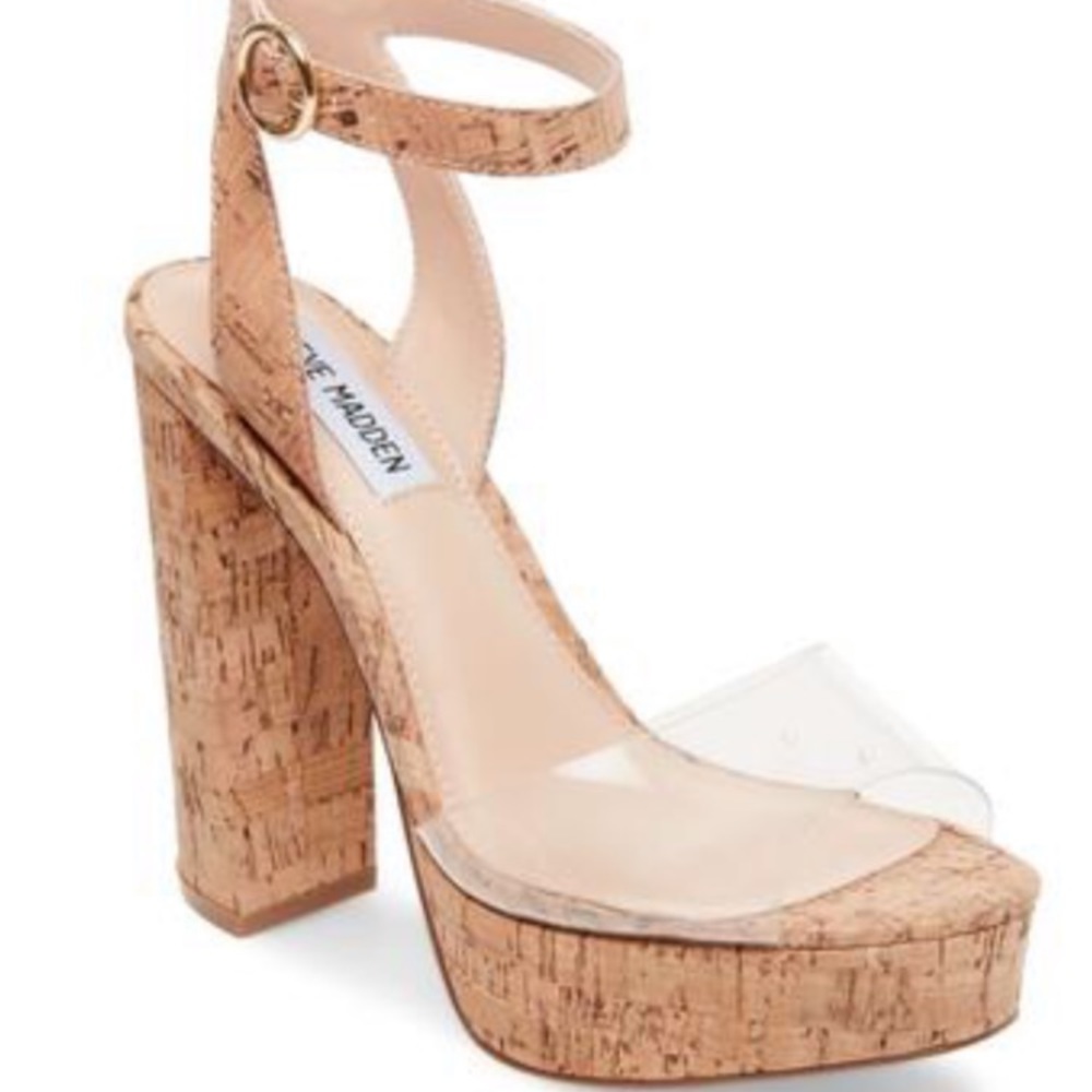 Clear/cork Platform Heel